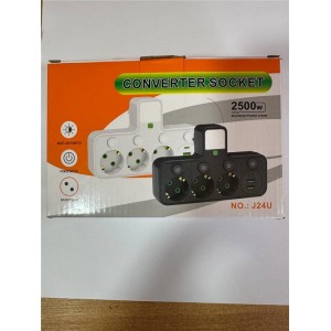 Трійник Мережевий розгалужувач на 3 розетки з 2 USB + 1 Type-C з кнопками AD26-16