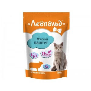 ЛЕОПОЛЬД Паштет З м'ясом Ягняти  д/дорослих котів  100гр