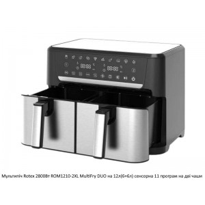 Мультипіч Rotex 2800Вт ROM1210-2XL MultiFry DUO на 12л(6+6л) сенсорна 11 програм на дві чаши