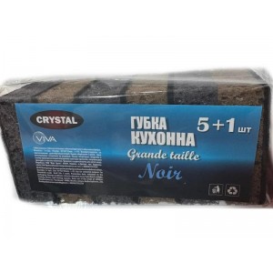 Губка кух. Піноефект NOIR 5+1шт 9,5*6,5*3,5см т/м кристал (ЧОРНА+КОРИЧНЕВА)