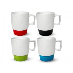 Чашка керам. 460мл Біла кольорове дно  4175-06