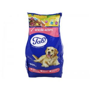 ГАВ  М'ясне Асорті сухий корм д/дорослих собак  0,9кг