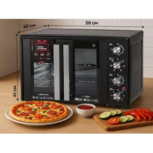 Духовка LIBERTON LEO-600 Black 2200Вт Об'єм: 60 л; Конвекція з двома дверцятами