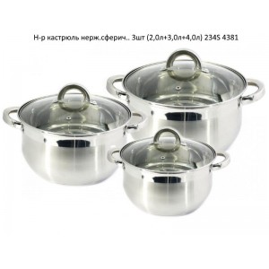 Н-р кастрюль із нержавіючої сталі (3шт) (1,7/2,5/3,-4л) 898-13 колор