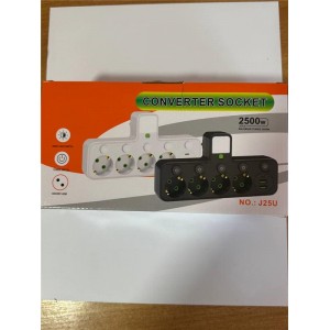 Трійник Мережевий розгалужувач на 4 розетки з 2 USB + 1 Type-C з кнопками AD26-15