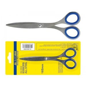 Ножиці 16,5см суцільнометалеві прорезин.ручка BUROMAX 4502