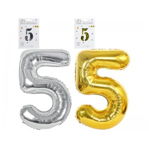 Кульки повітр.Фольговані Цифра № 5  40см   колорит