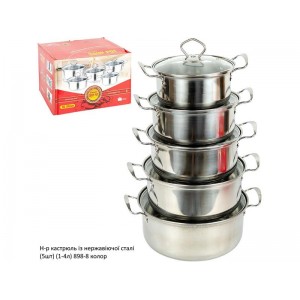 Н-р кастрюль із нержавіючої сталі (3шт) (1/1,5/2л) 898-4 колор