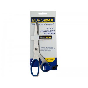 Ножиці 19,7см цілісні прорезин.ручка BUROMAX 4501