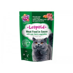 ЛЕОПОЛЬД  З Телятиною і рибою з овочами д/дорослих котів  100гр
