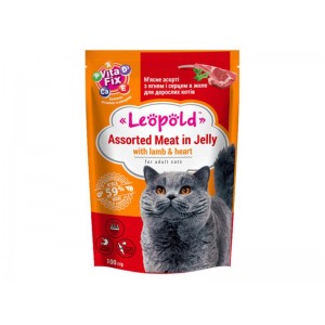ЛЕОПОЛЬД  З Ягням і серцем в желе д/дорослих котів  100гр