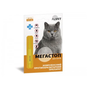 Краплі ProVET Мега Стоп д/котів до 4кг проти ендо-та ектопараз 1*0,5мл