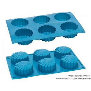 Форма д/випіч. силікон. 6шт Кекси 27*17*3,5см  FY-0197 колор