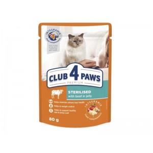 Клуб 4 Лапи З Яловичиною в желе  д/дорослих котів  85гр